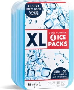 Cool Coolers by Fit & Fresh 4 Pack XL Slim Ice Packs