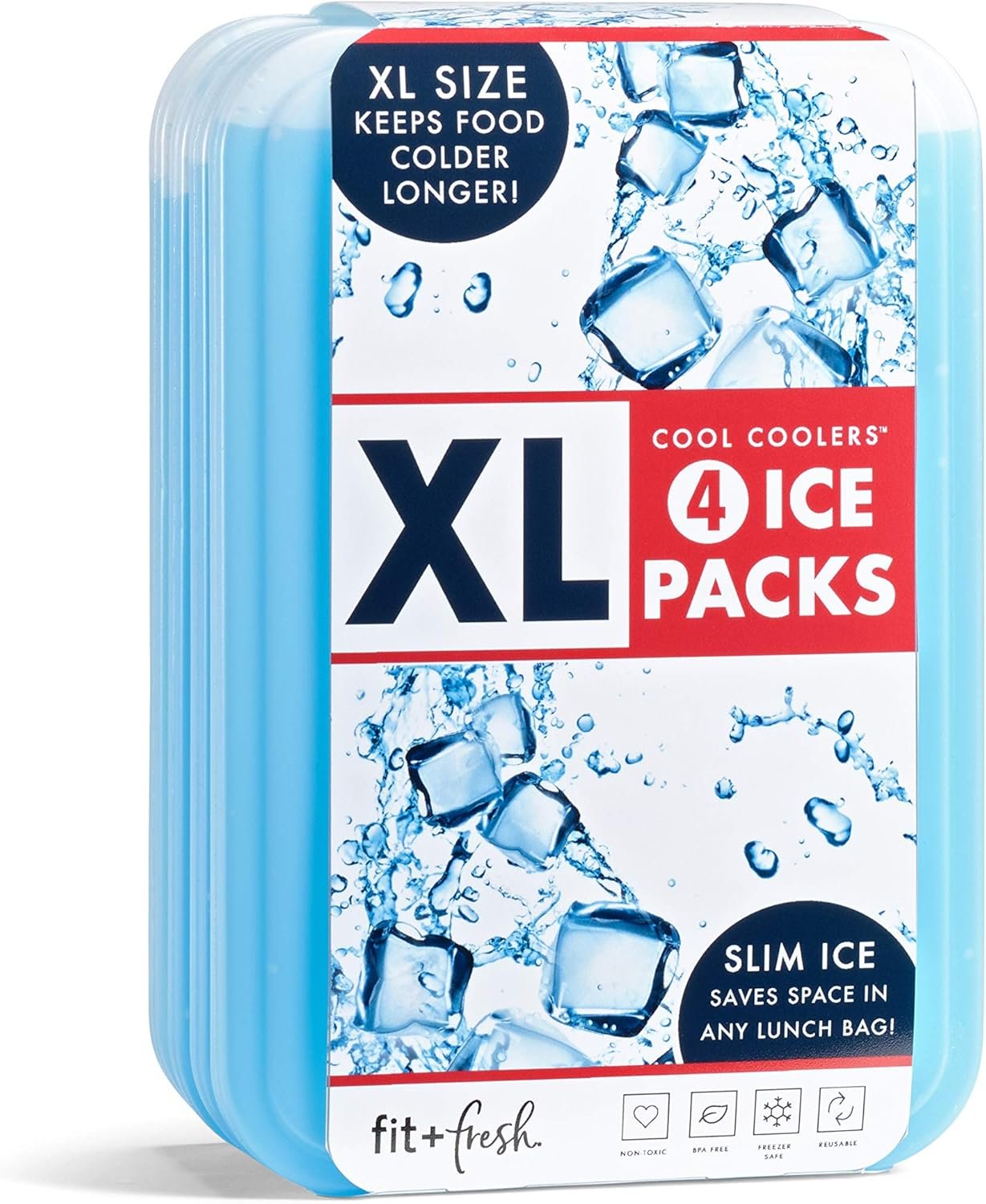 Cool Coolers by Fit & Fresh 4 Pack XL Slim Ice Packs