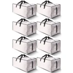 8 Pack Large Strong Moving Bags with Zippers & Carrying Handles - Water-Resistant - Heavy Duty Storage Tote for Space Saving, Fold Flat, Alternative to Moving Box