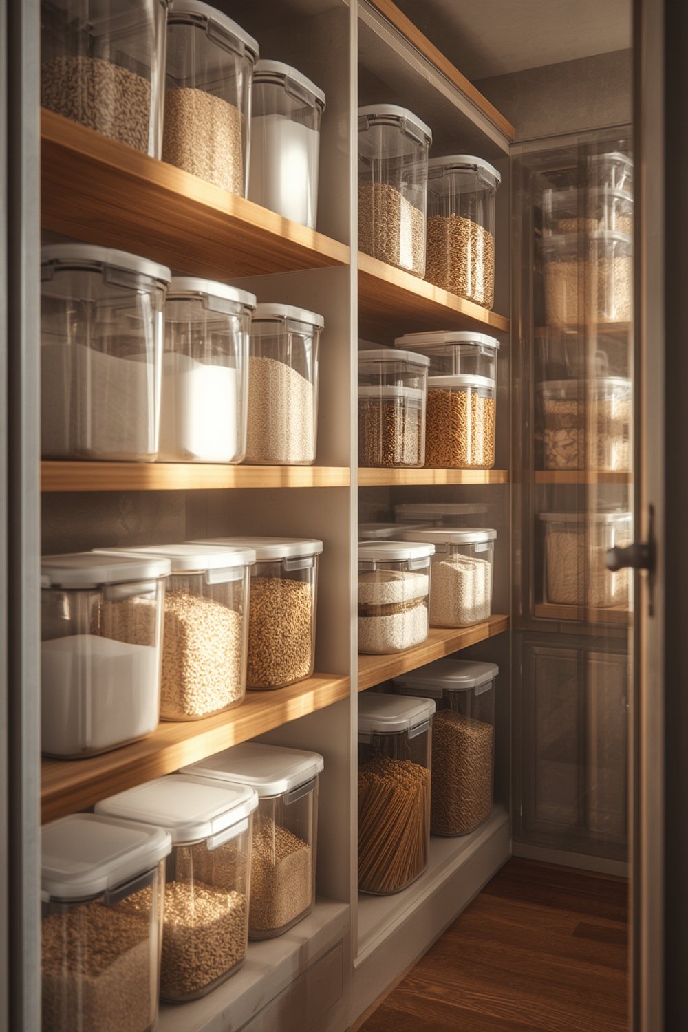 airtight container organizing pantry shelf