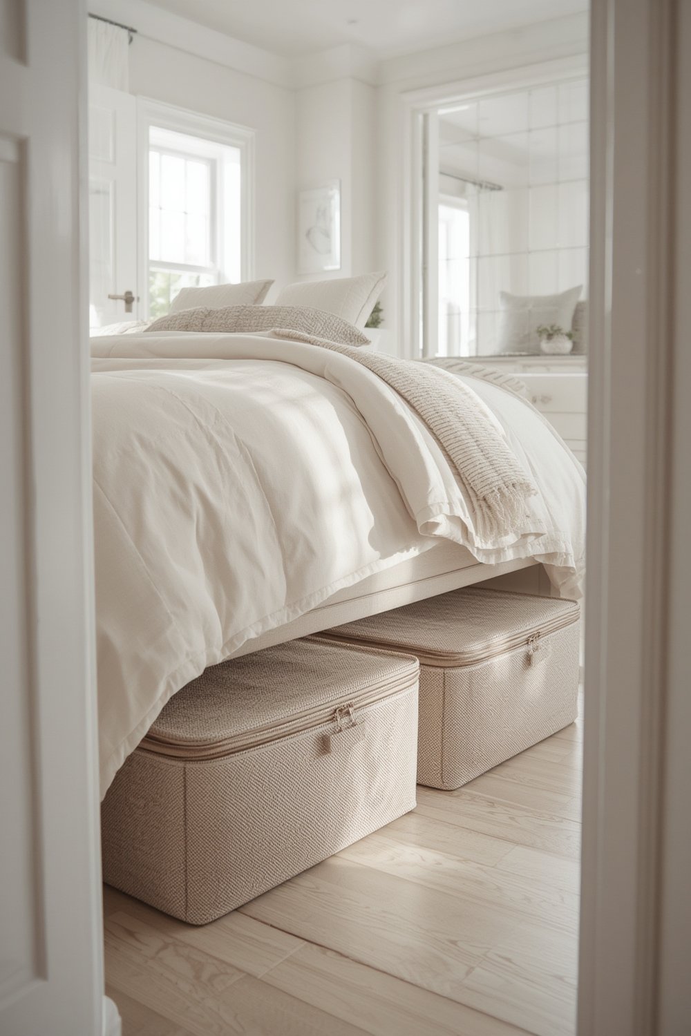 bed storage container used for extra linens holder