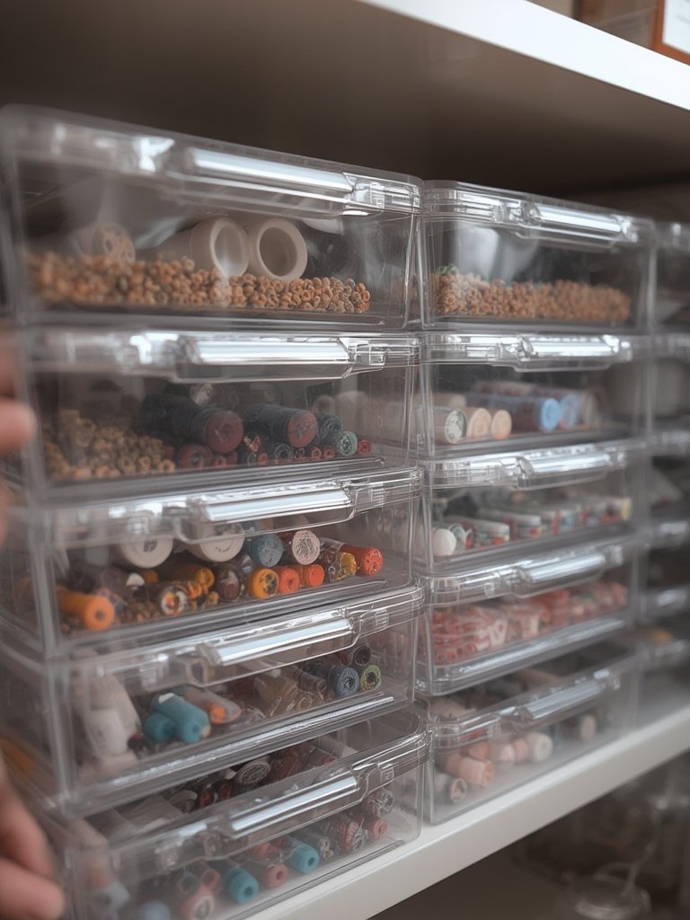 craft organizer stackable bins used for art supplies