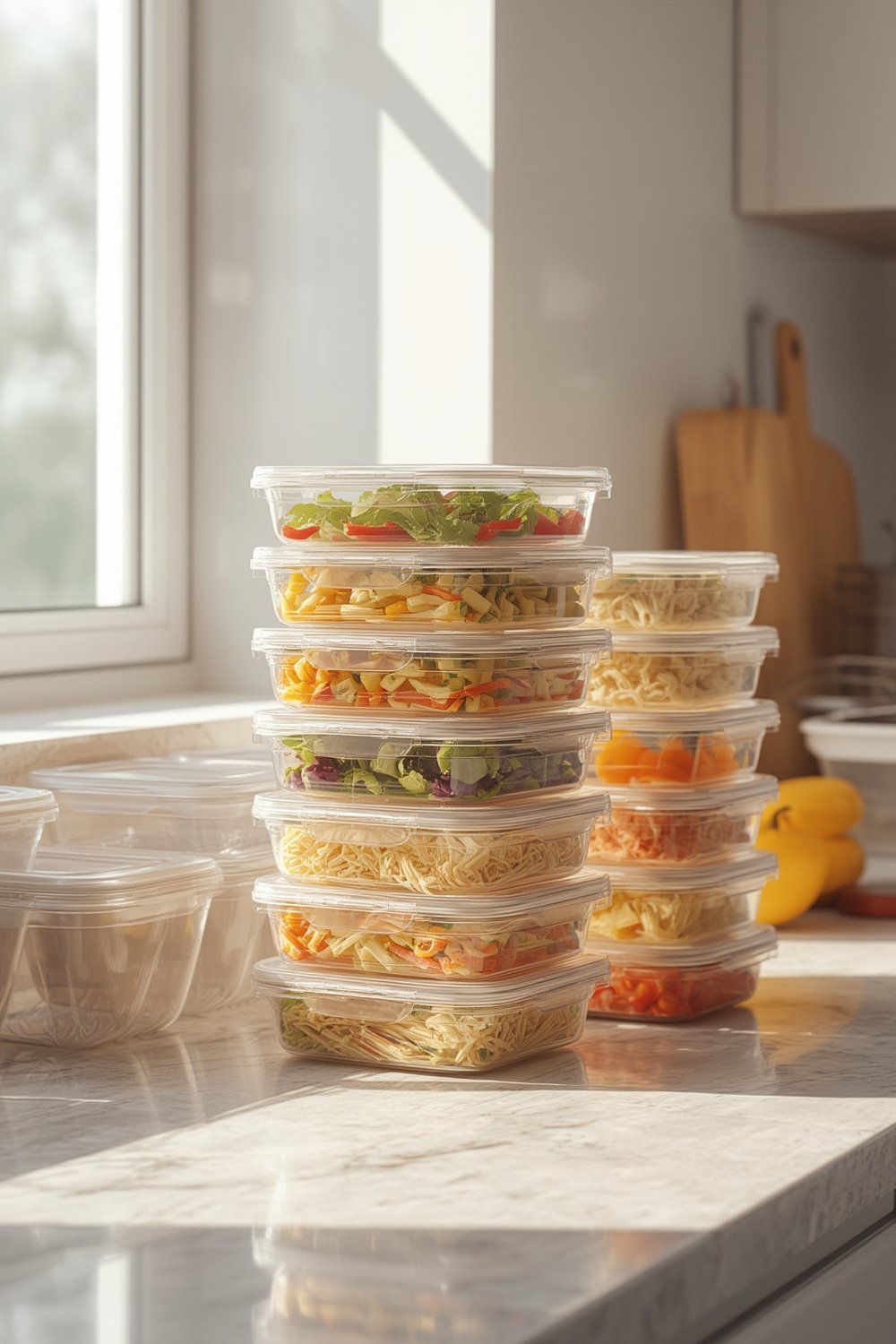 deli containers set neatly organized on kitchen counter - Freshware 16 oz containers