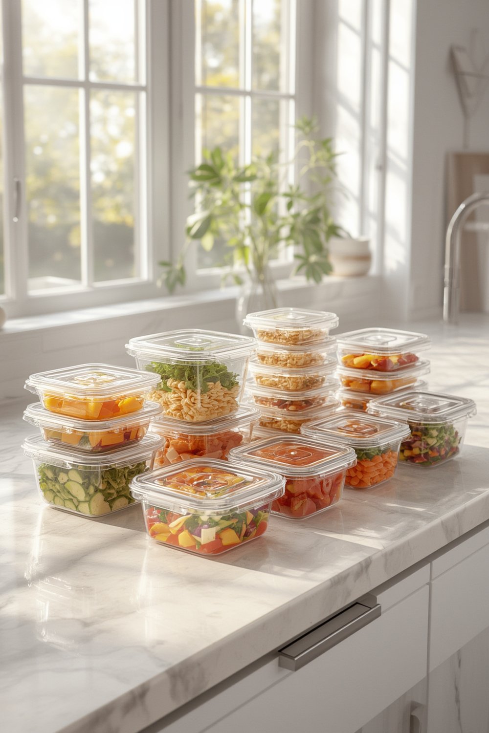 food containers holding assorted leftovers for kitchen organization