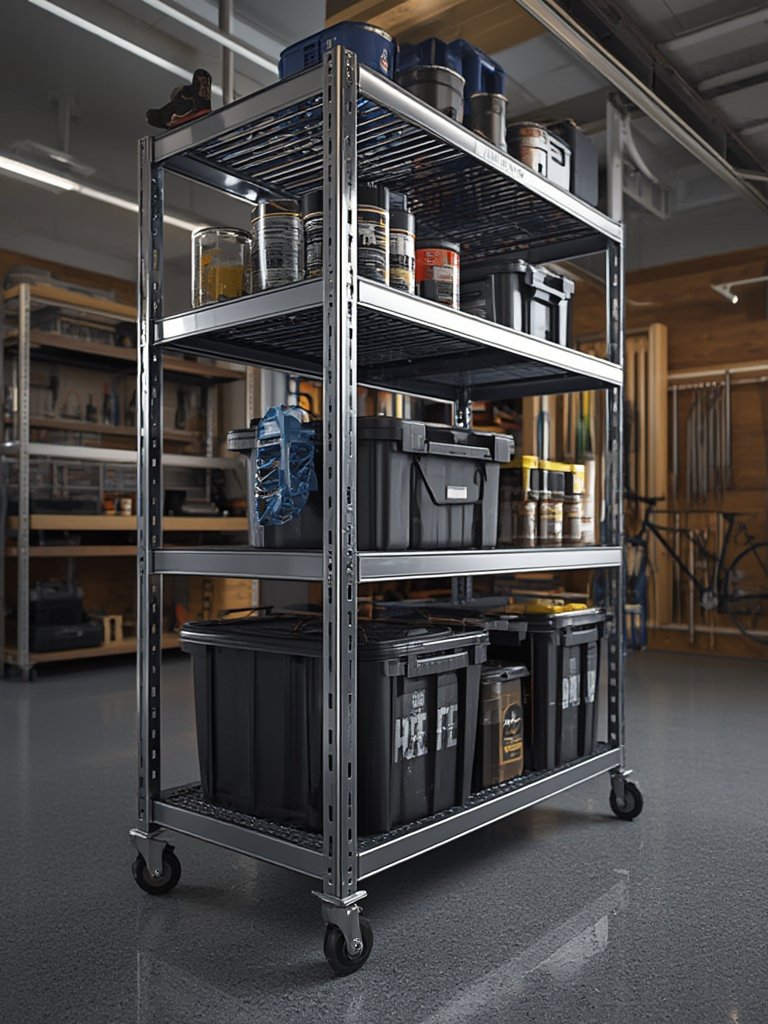 garage shelving setup with heavy duty rack