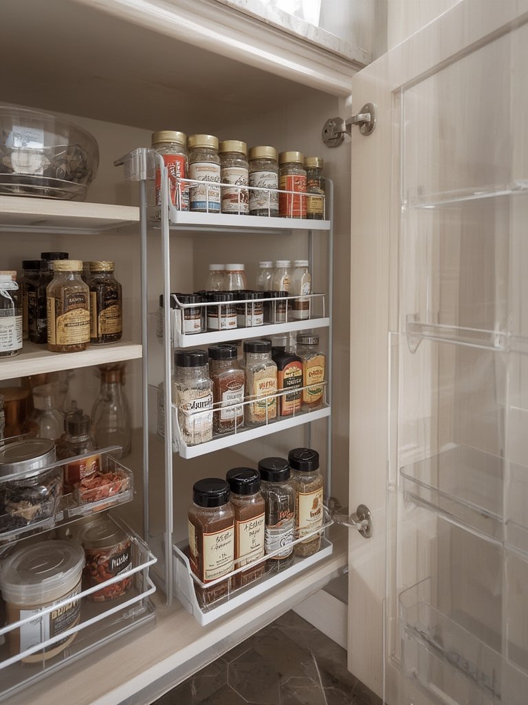 kitchen organizer with Copco spice rack in use