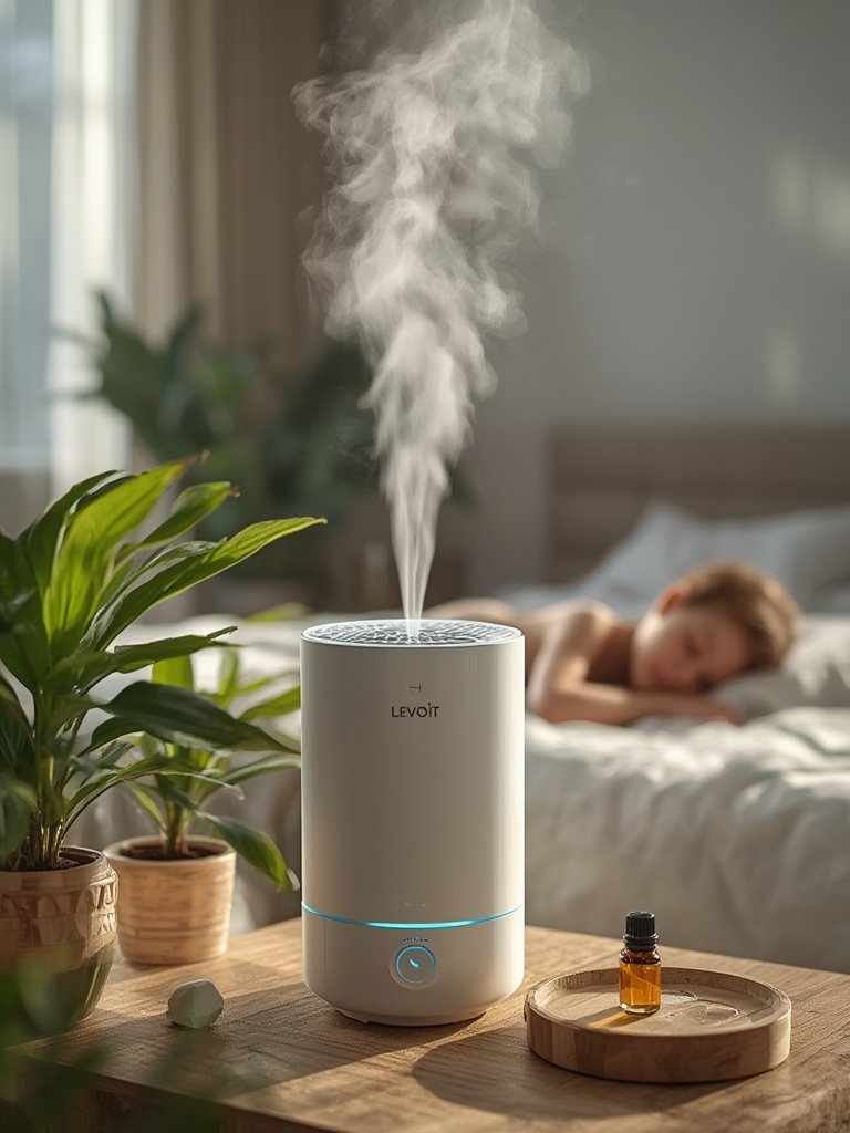 large room humidifier quietly misting in living space