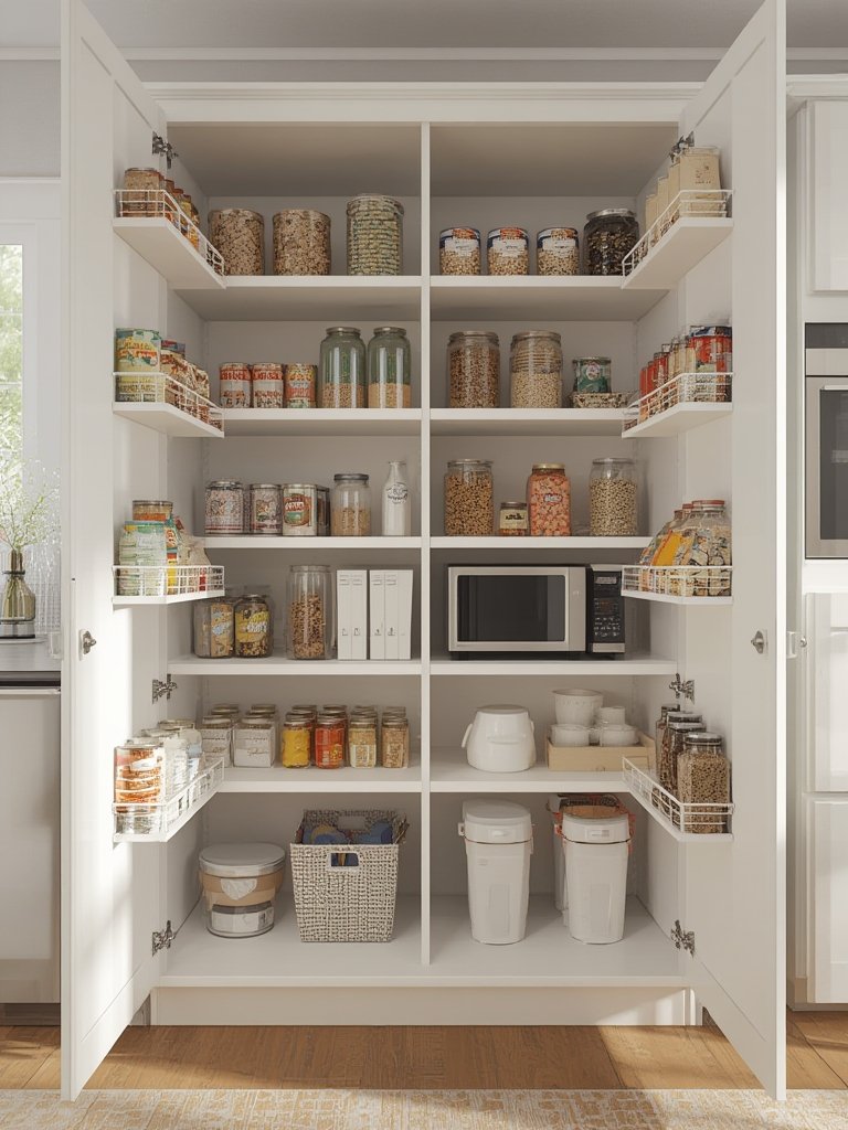 pantry cabinet with adjustable shelves for kitchen or craft room organization