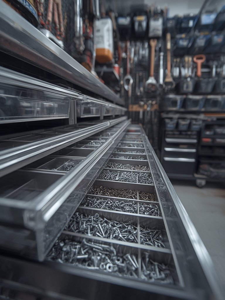 screw storage solution - multiple drawers filled