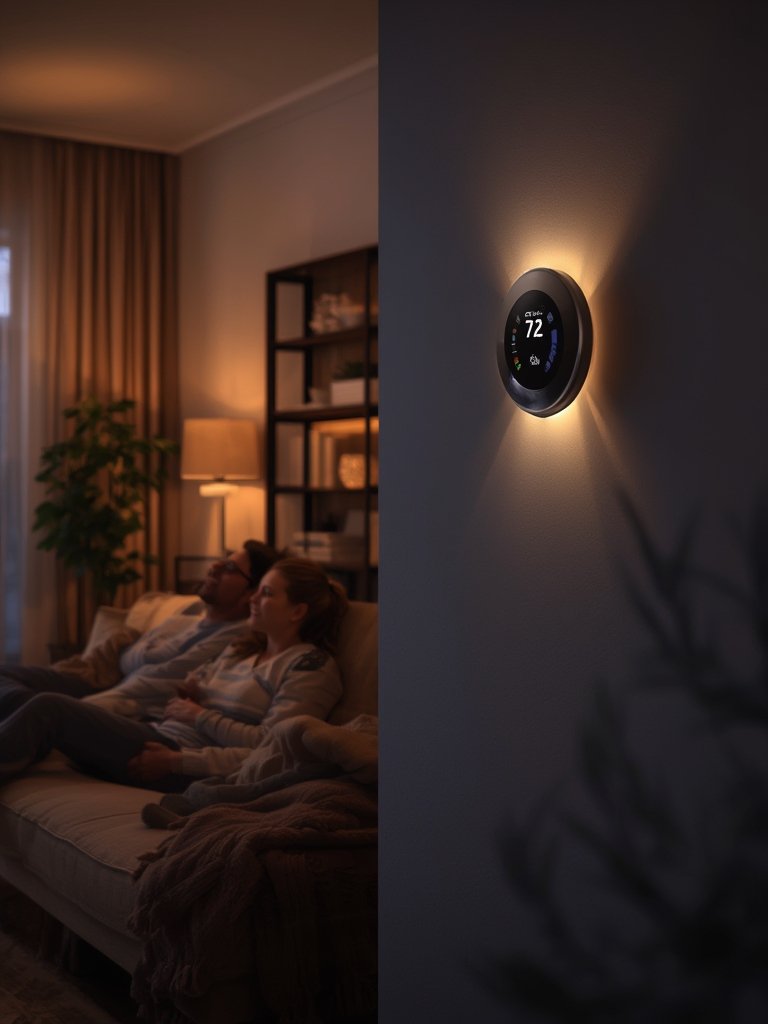 smart thermostat with AI learning - Illustration 3