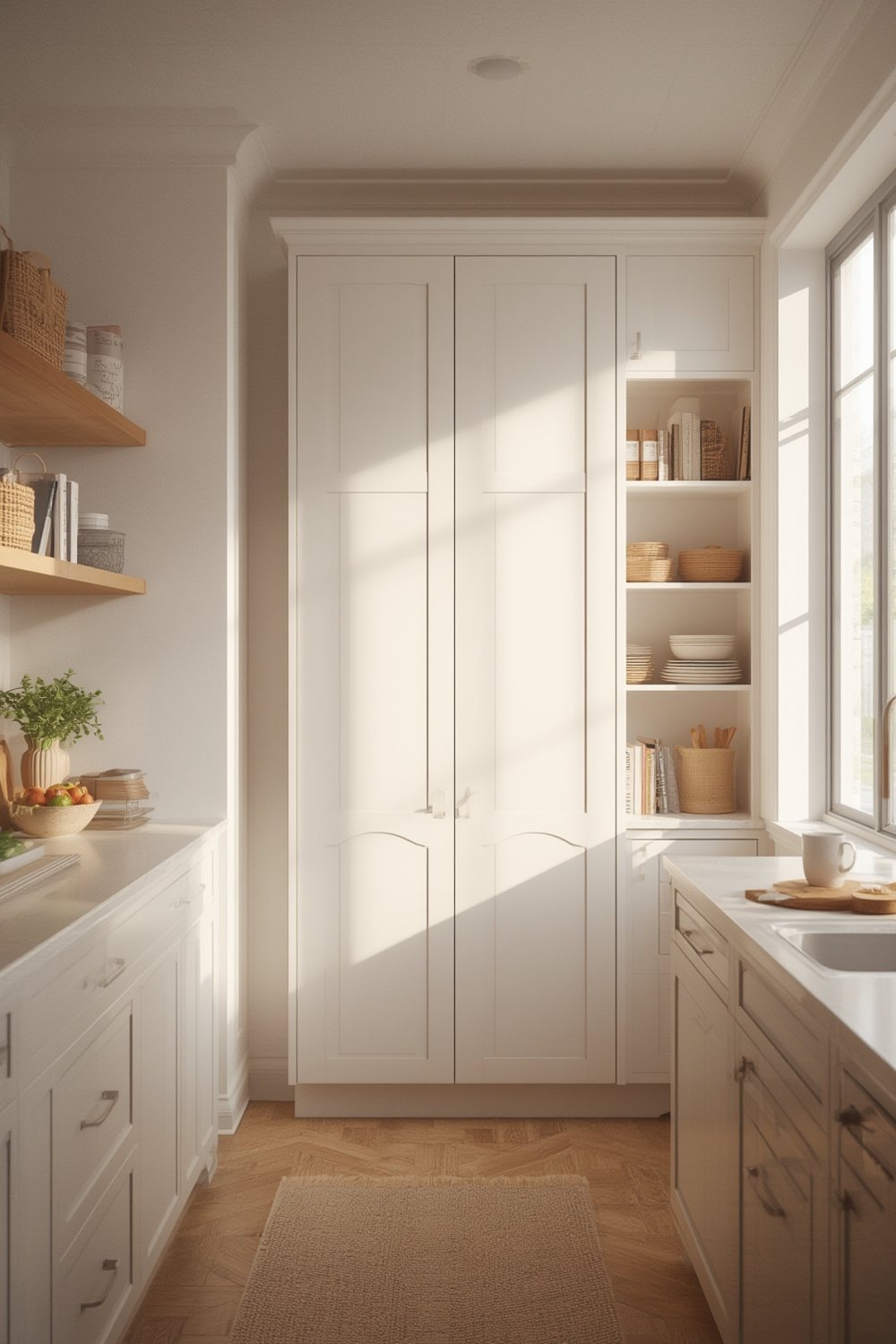 storage cabinet in white finish – kitchen pantry cabinet with adjustable shelves
